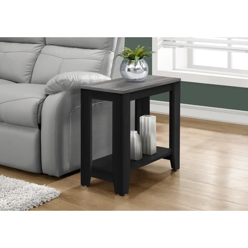 Milford Black Side Table with Gray Top-1