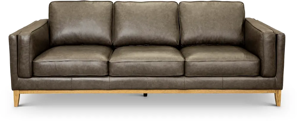 Shanna Mid Century Modern Gray Leather Sofa-1