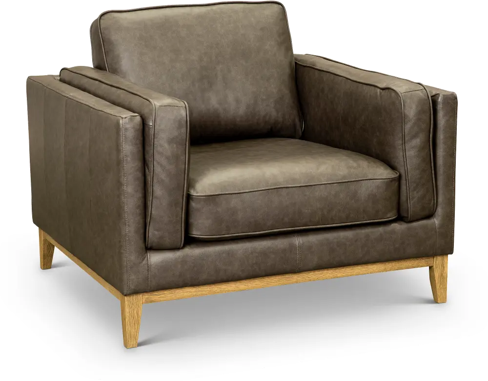 Shanna Mid Century Modern Gray Leather Chair-1