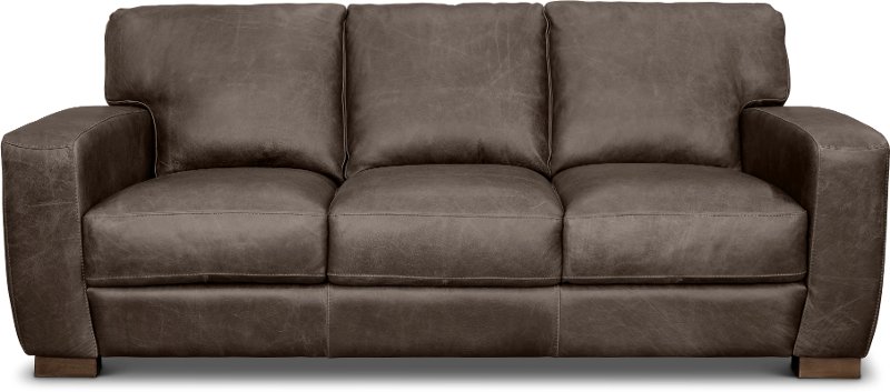 Contemporary Brown Leather Sofa, Sleek Leather Sofa
