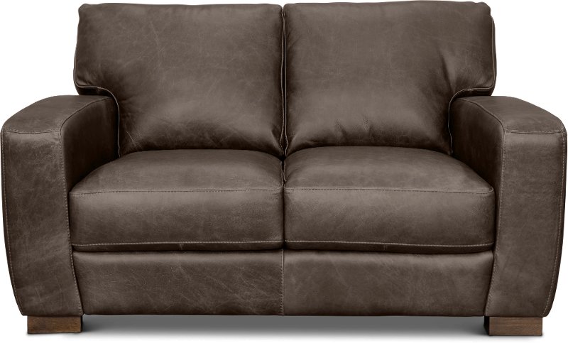 Contemporary Brown Leather Loveseat, Leather Sofa And Love Seat