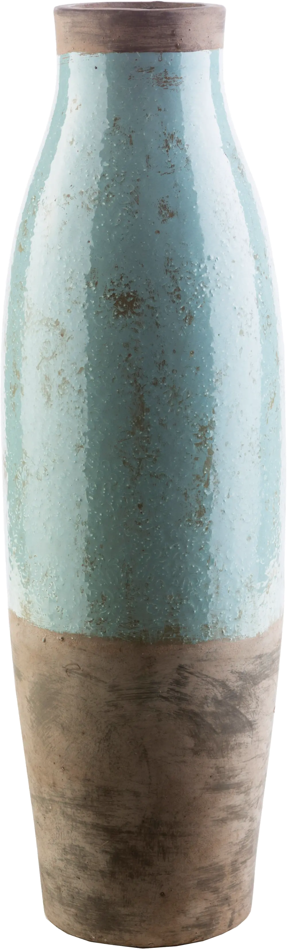 24 Inch Sage Green and Dark Brown Ceramic Vase-1