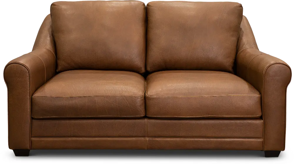 Panama Brown Leather Loveseat-1