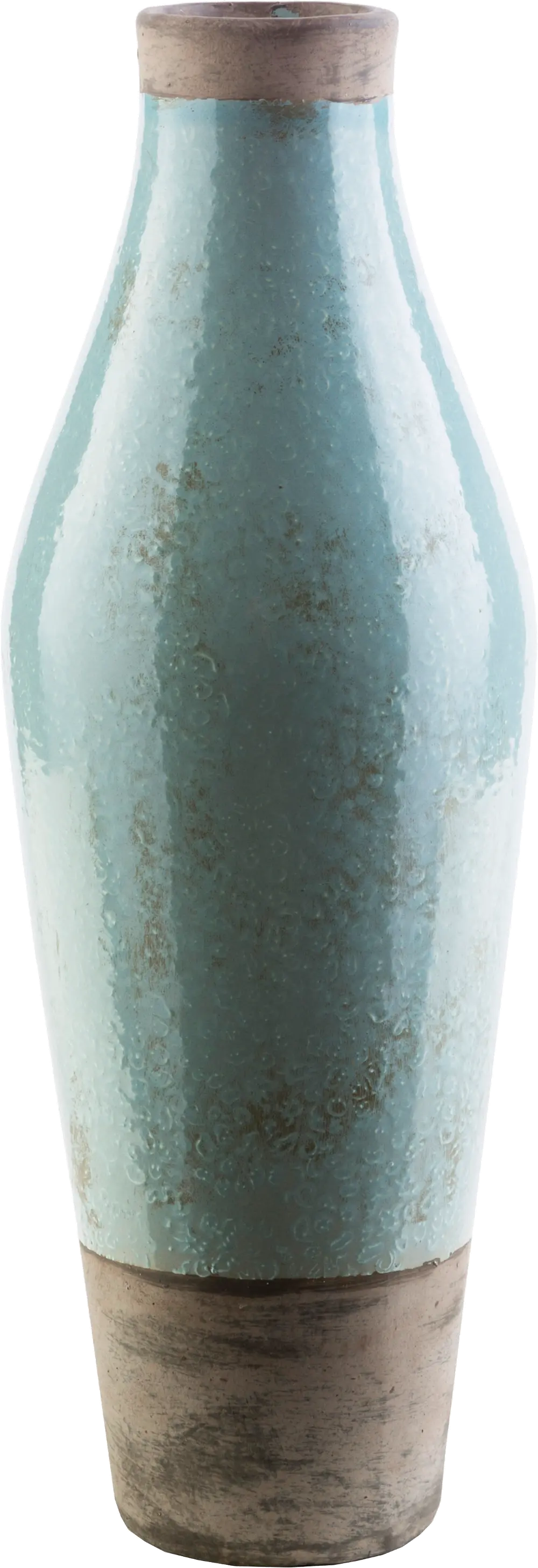 19 Inch Sage Green and Dark Brown Ceramic Vase-1