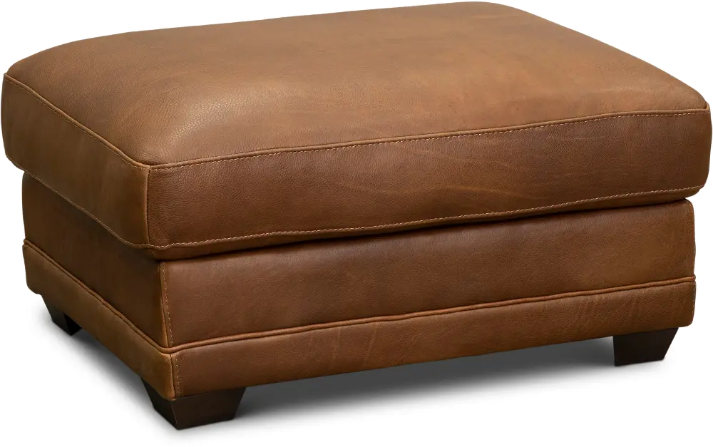 Panama Brown Leather Ottoman-1
