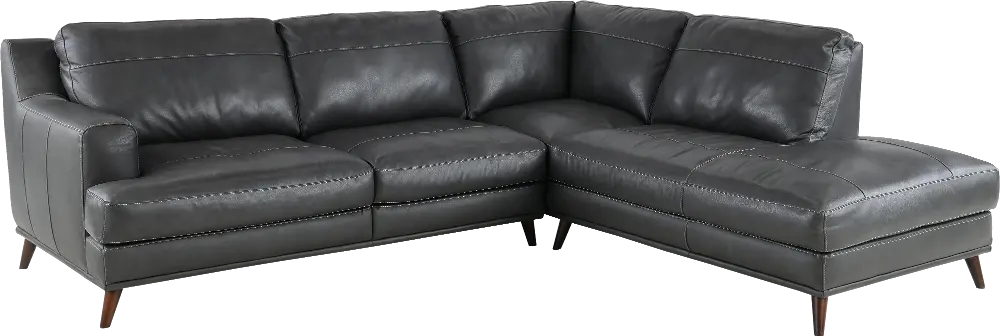 Caruso Gray Leather 2 Piece Sectional-1