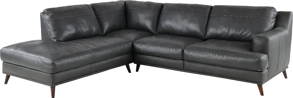 Caruso Gray 2 Piece Leather Sectional-1