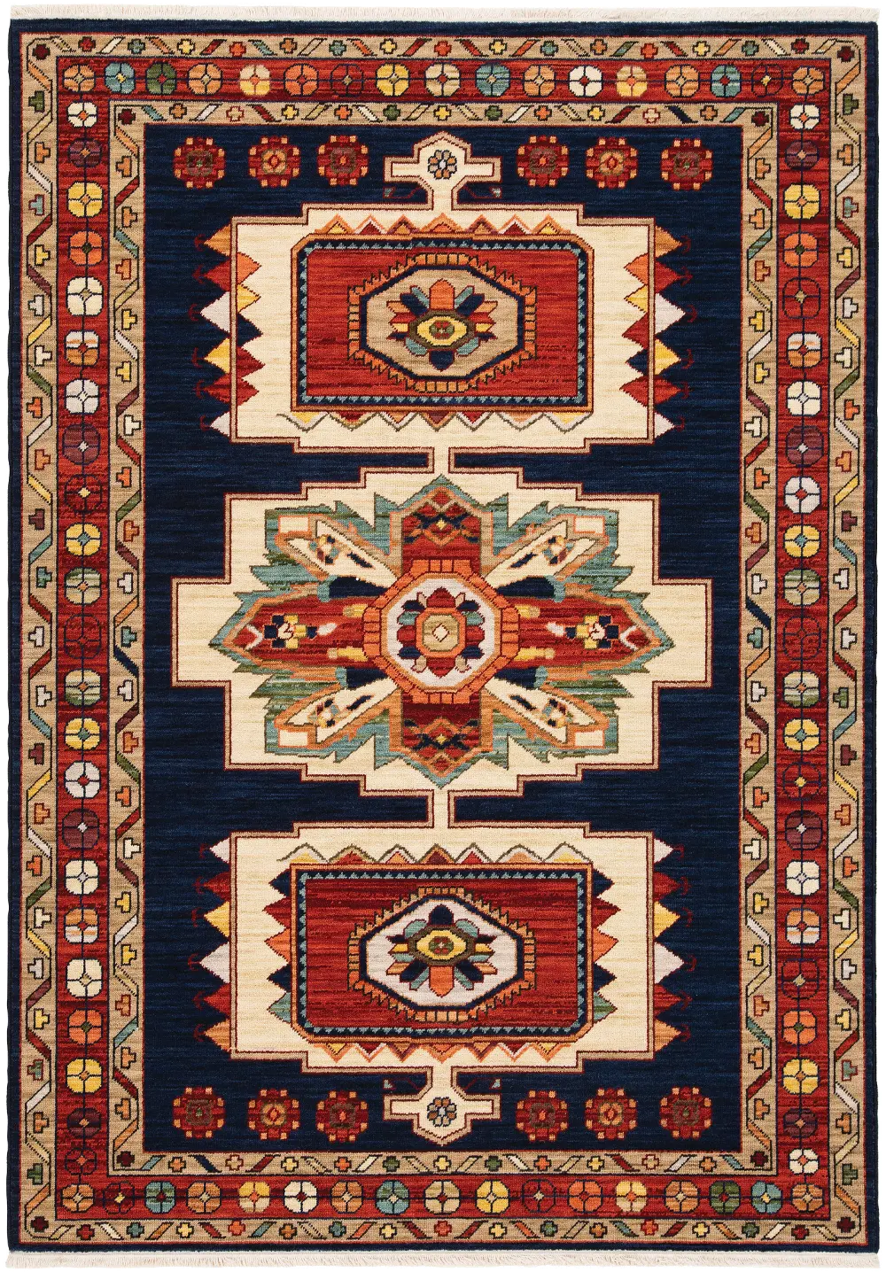 Lilihan 5 x 8 Blue and Red Area Rug-1