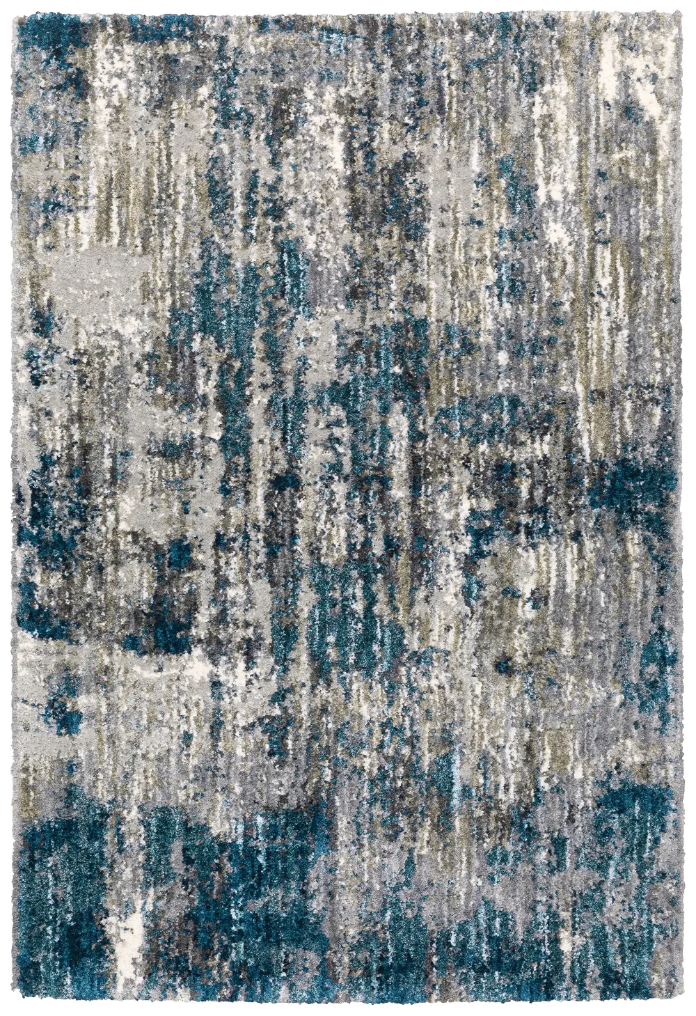 Aspen 8 x 10 Abstract Blue and Gray Shag Rug-1