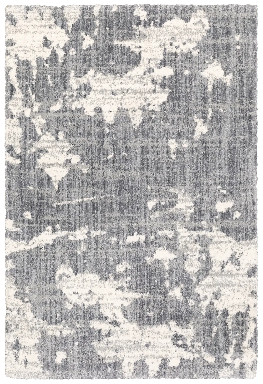 Aspen 5 x 8 Abstract Gray and Ivory Shag Rug-1