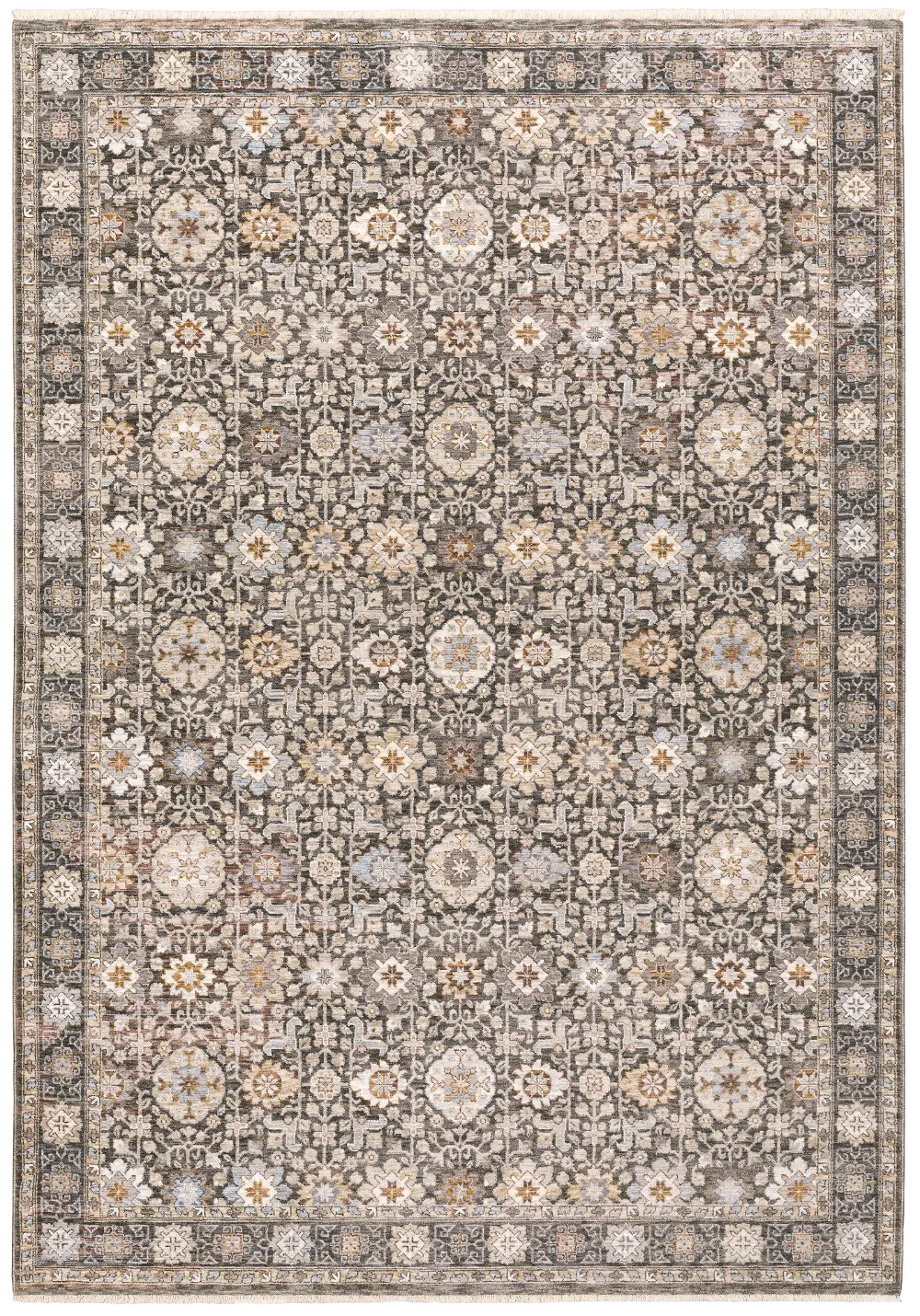 Maharaja 5 x 8 Traditional Ivory and Gray Area Rug-1