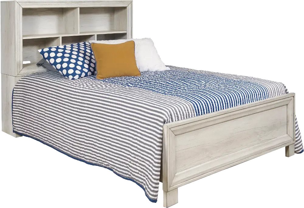 Riverwood Whitewash Full Bookcase Bed-1