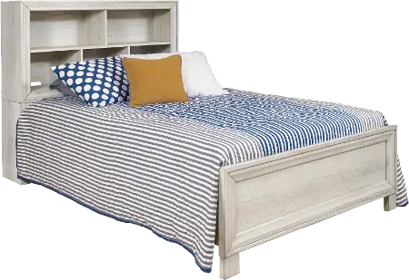 Riverwood Whitewash Full Bookcase Bed, White Full Size Bookcase Bed With Trundle