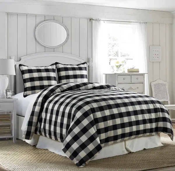 Black And White Buffalo Check Camille, Super King Size Bed Comforter Sets
