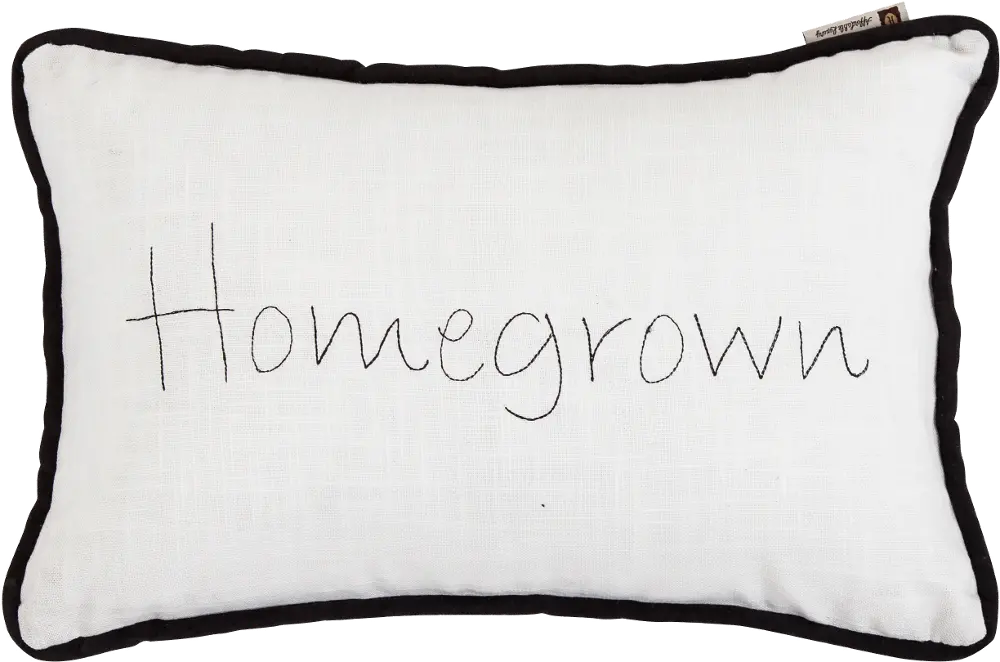 Black and White Homegrown Embroidered Throw Pillow-1