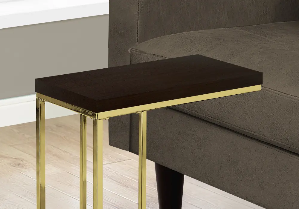Modern Cappuccino and Gold Accent Table-1