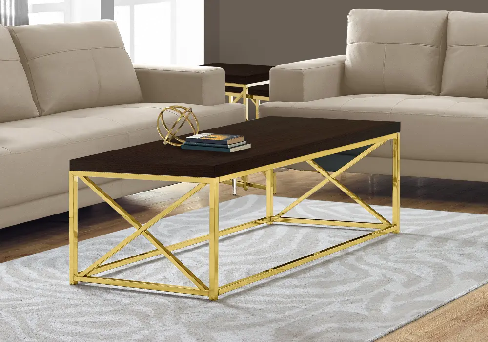 Cappuccino and Gold Coffee Table - Marie-1