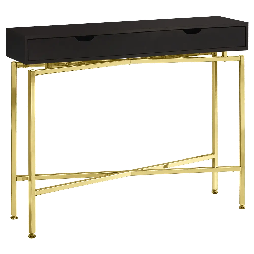 Modern Cappuccino Brown Sofa Table with Gold Legs-1