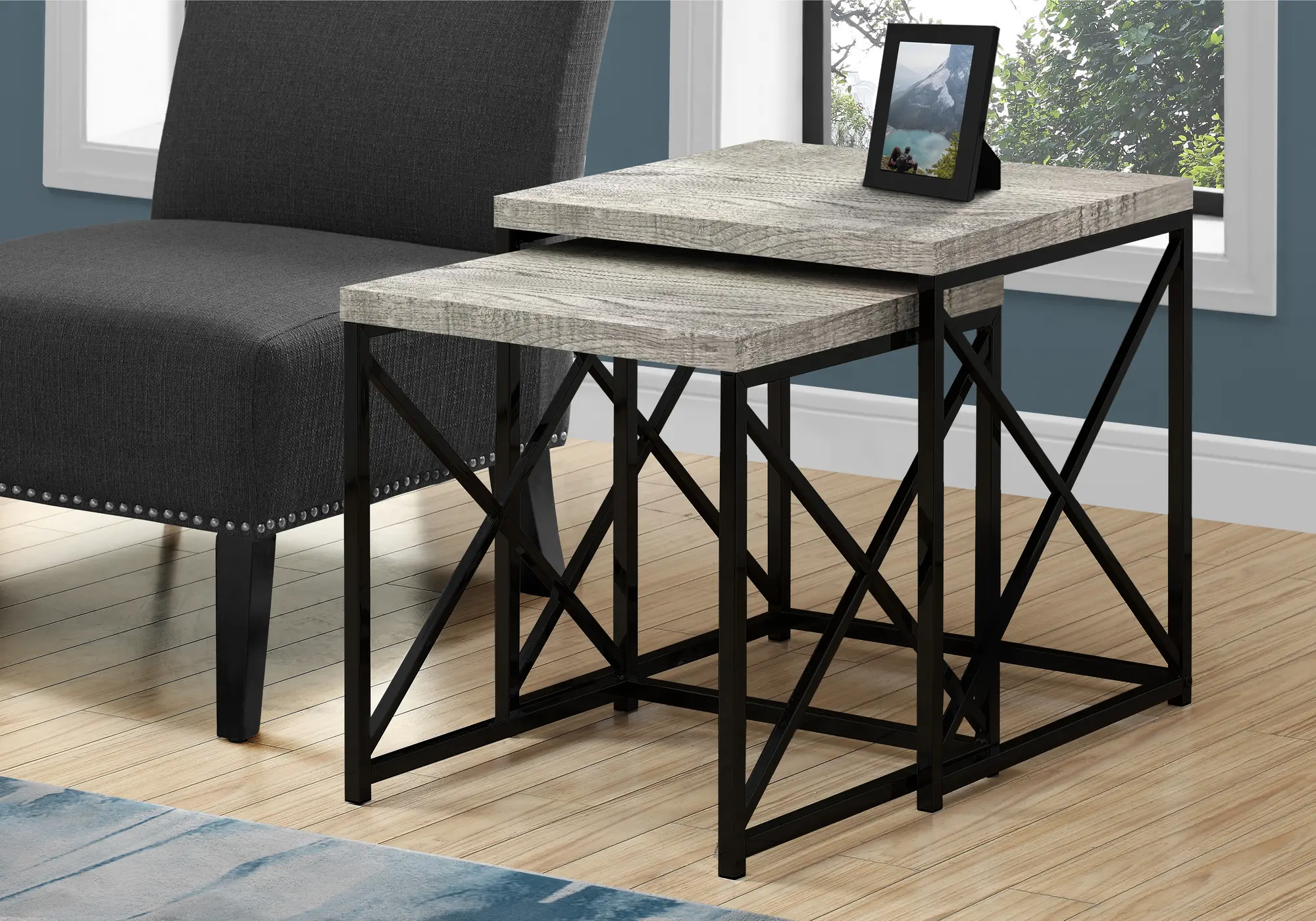 Gray Nesting Tables with Black Legs - Set of 2