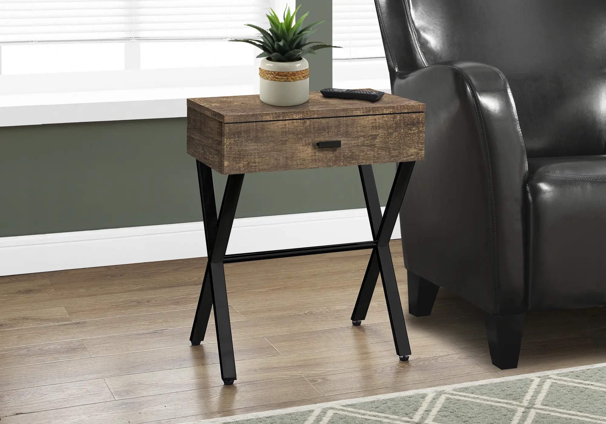 Brown Accent Table with Drawer