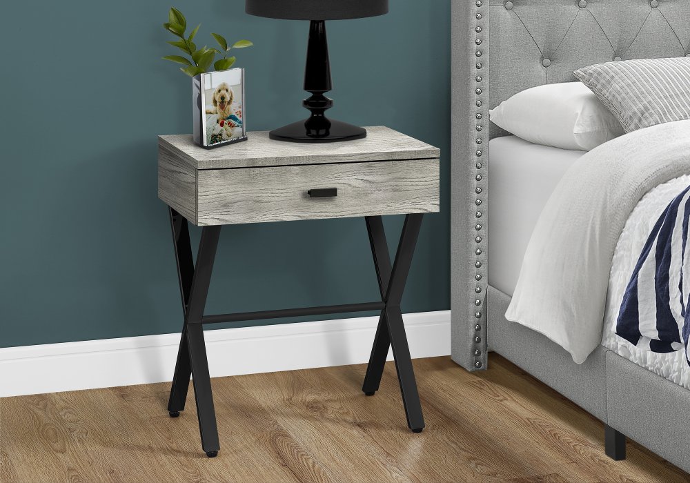 111857473 Gray Accent Table with Drawer sku 111857473