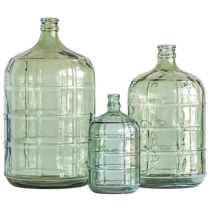 10 Inch Green Vintage Glass Bottle-1