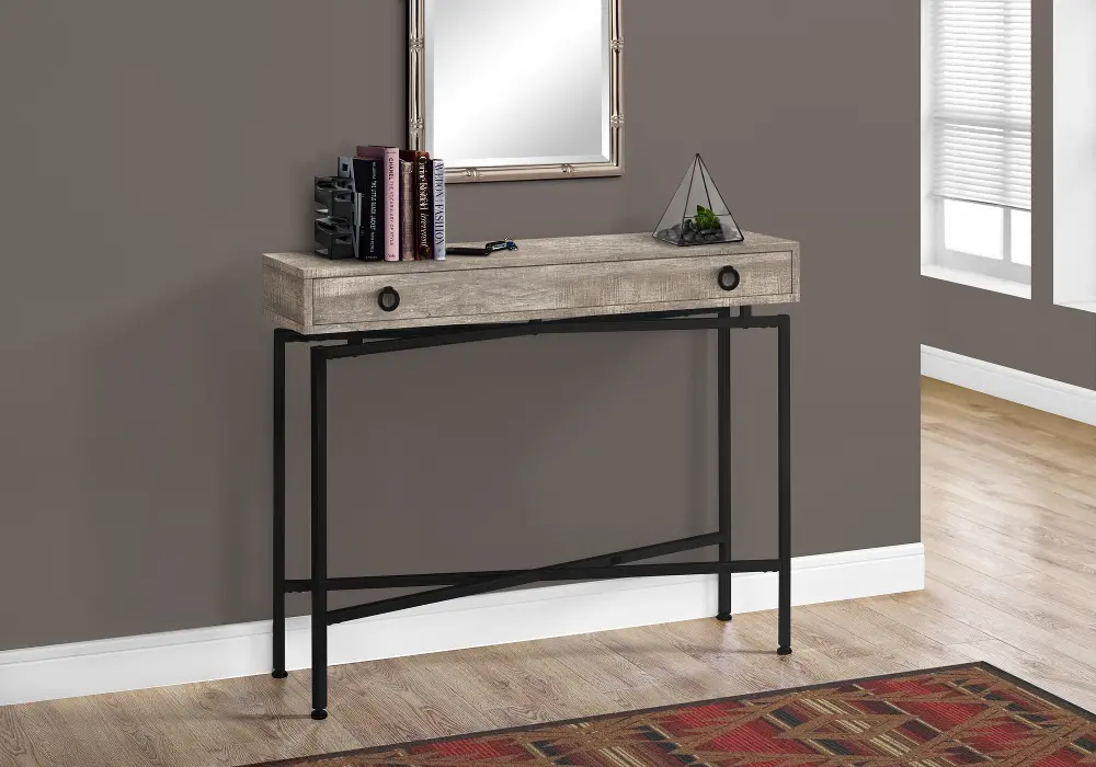 Industrial Taupe and Black Hall Table-1