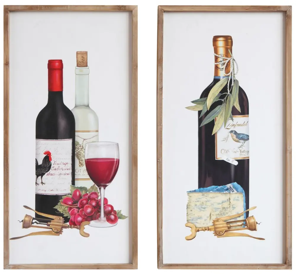 DA9550A-A/2-IND Assorted Multi Color Wine Wall Art in Wood Frame-1