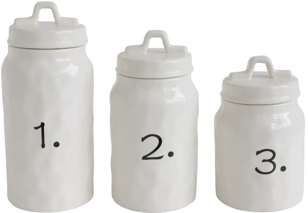 DA8643-S/3-LRG 9 Inch White and Black Ceramic Lidded Canister with Number-1