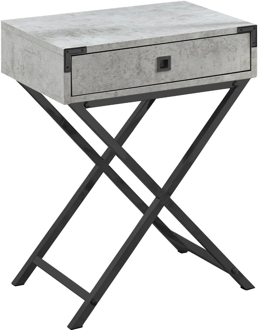 Gray Cement Accent Table with Black Nickel Metal Legs-1