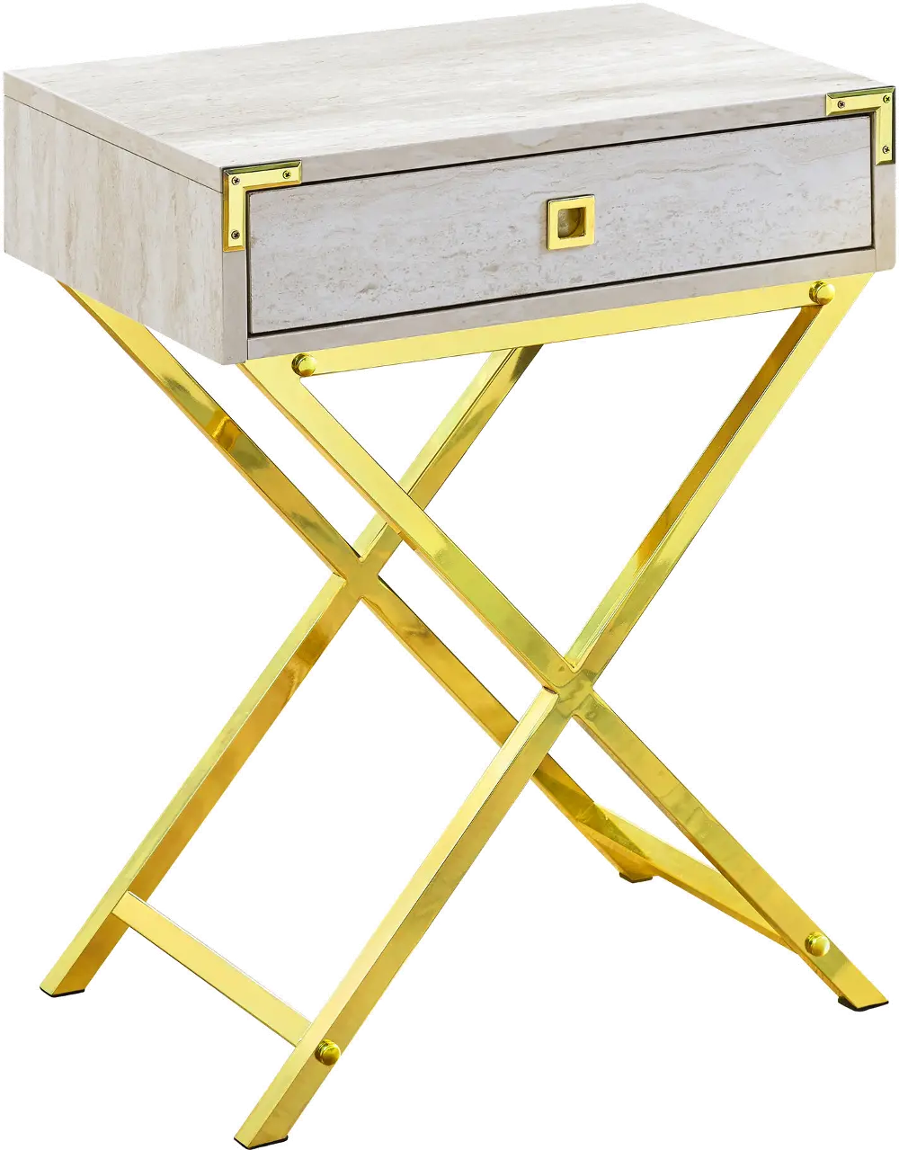 Marble Accent Table with Gold Metal Legs-1