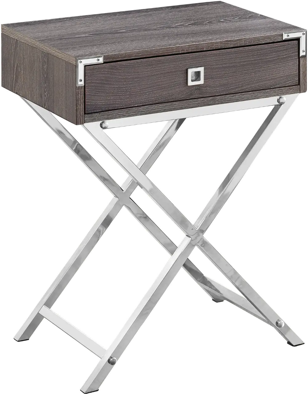Dark Taupe Accent Table with Chrome Metal Legs-1