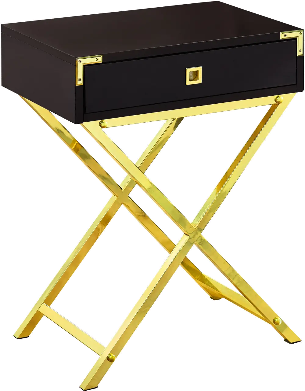 Cappuccino Accent Table with Gold Metal Legs-1