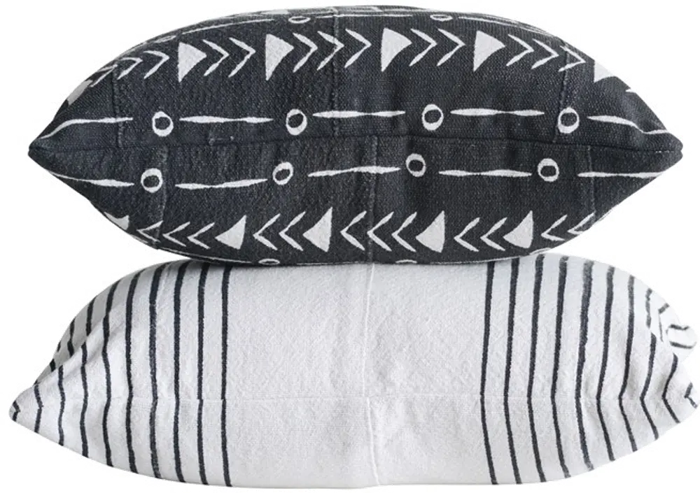 DA9835A Assorted White or Black Throw Pillow with Mud Cloth Pattern-1
