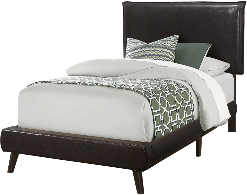 Contemporary Brown Twin Upholstered Bed - Hartly-1