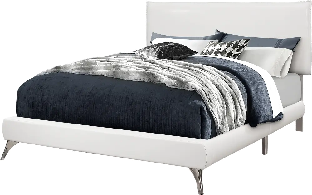 Contemporary White Queen Upholstered Bed - Elsmere-1