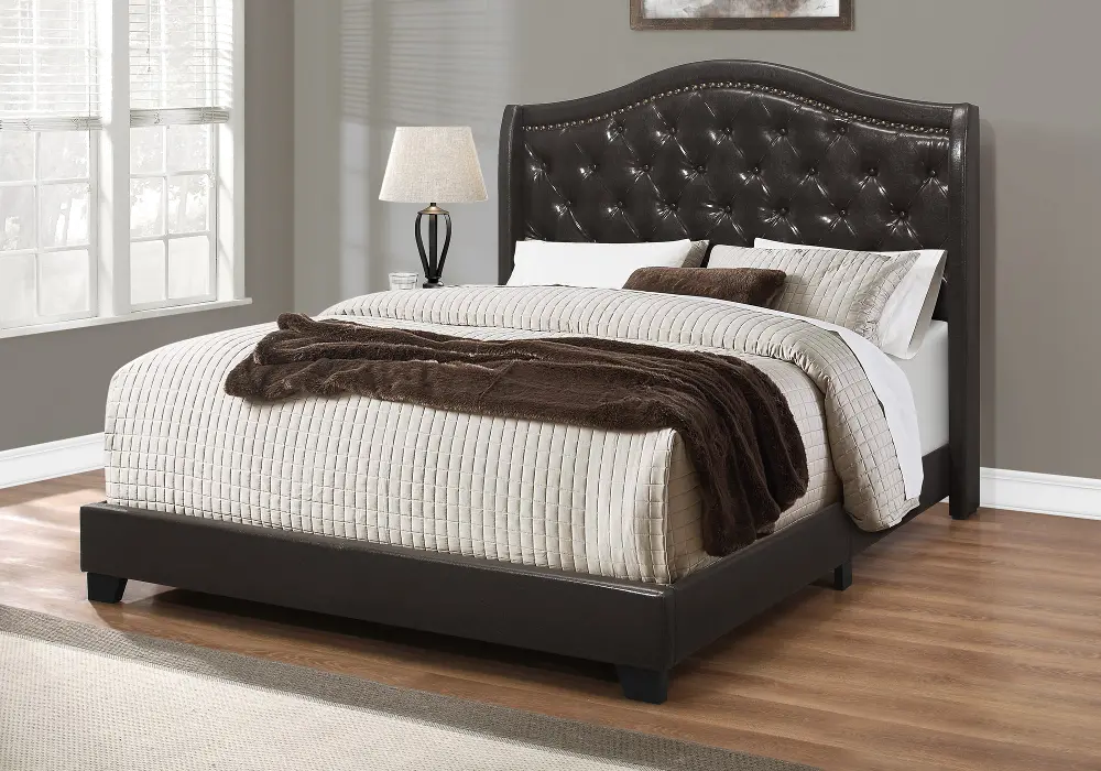 Traditional Brown Queen Upholstered Bed - Harrison-1