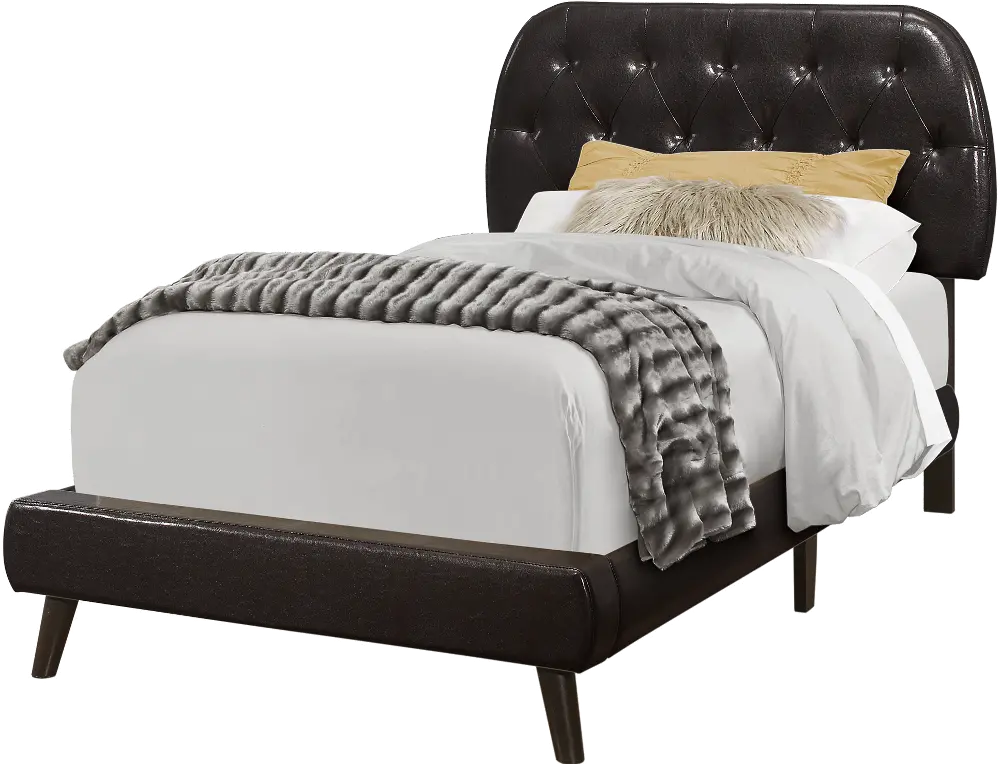 Dark Brown Twin Upholstered Bed - Delware-1