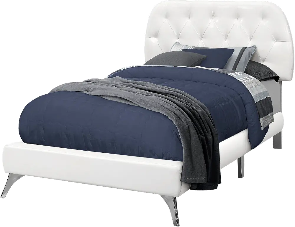 Modern White Twin Upholstered Bed - Delaware-1