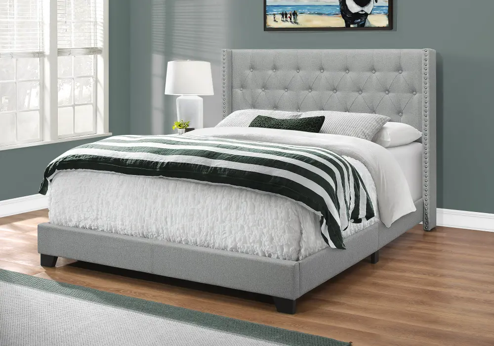 Gray Queen Upholstered Bed - Maine-1