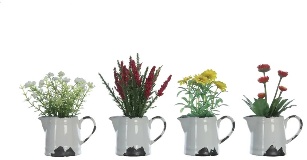 DF0917A-A/4-IND 5 Inch Multi Color Faux Flowers in Ceramic Pitcher-1