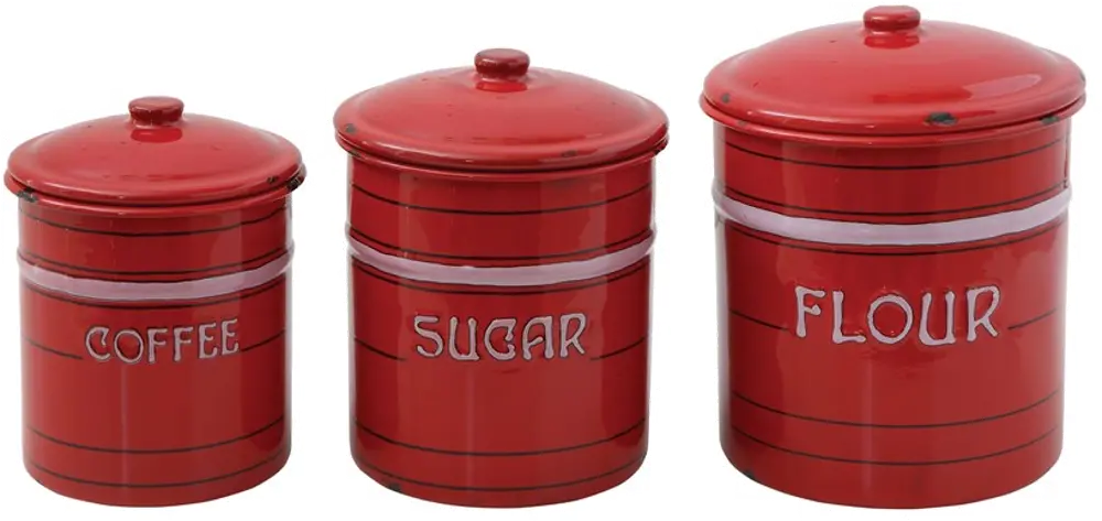 DF0171-S/3-LRG 9 Inch Red Enameled Vintage Container with Lid-1