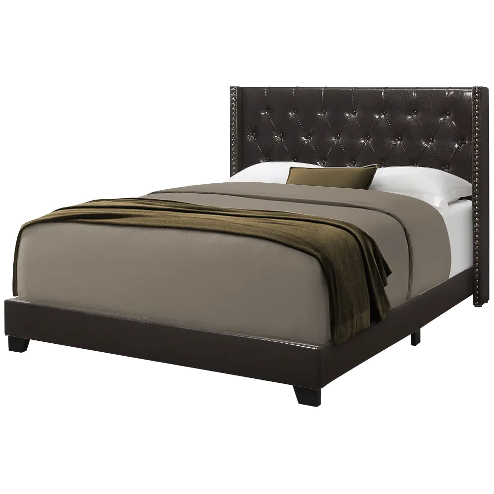 Dark Brown Queen Upholstered Bed - Maine-1