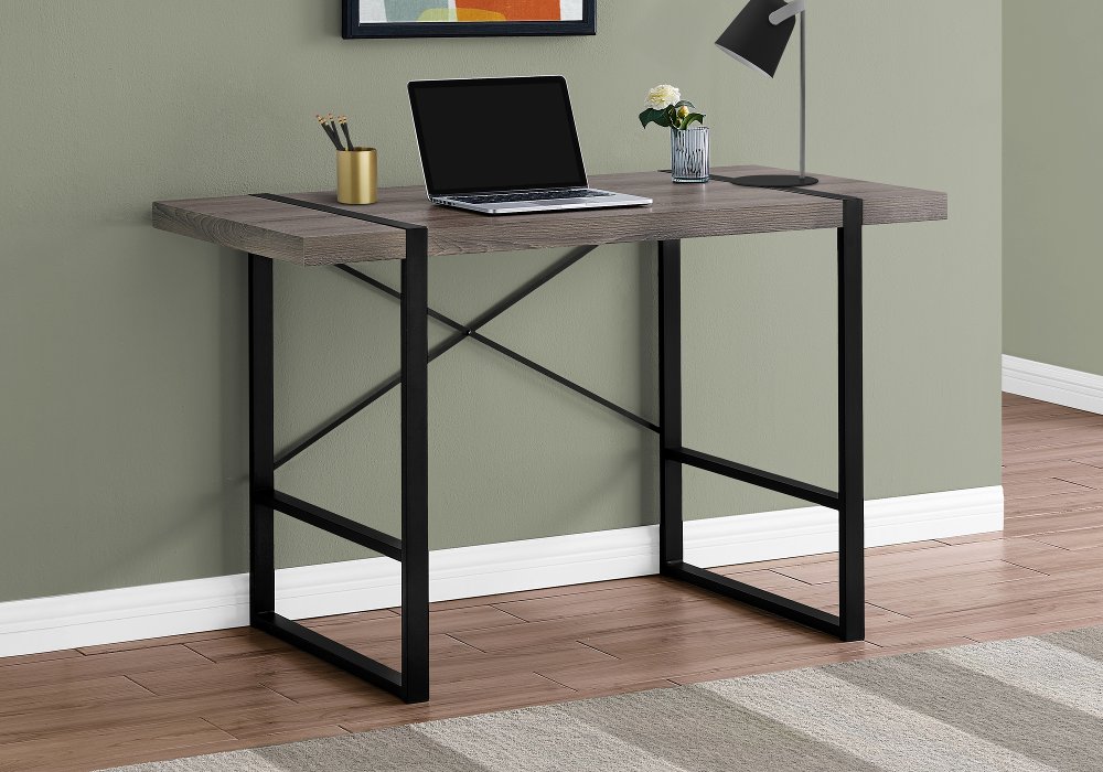 Dark Taupe and Black Computer Desk