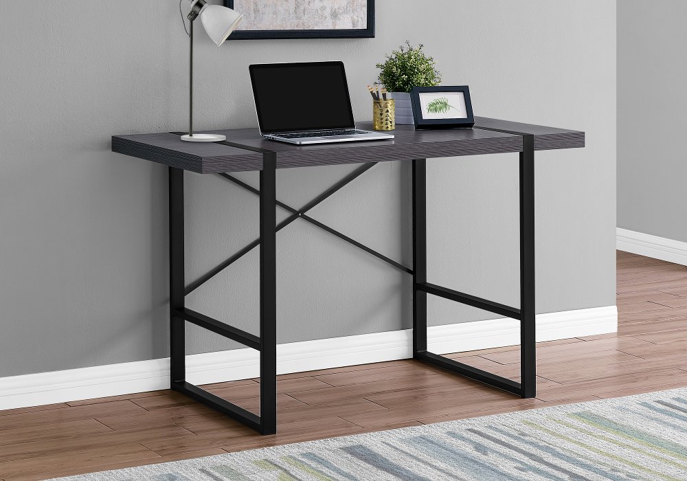 111859042 Gray and Black Metal Computer Desk sku 111859042