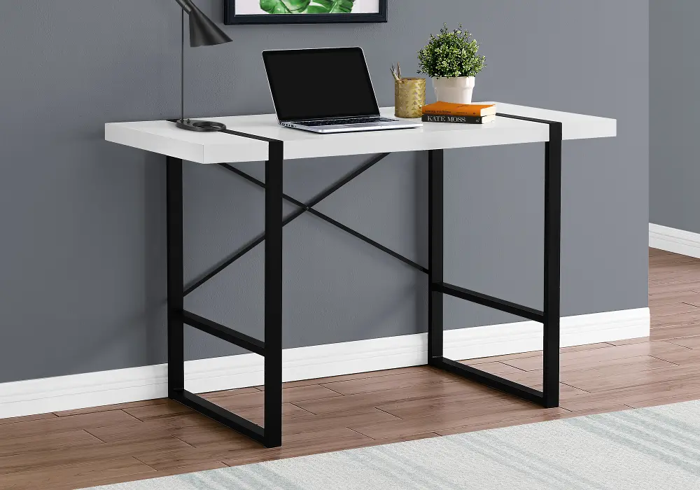 White and Black Computer Desk-1