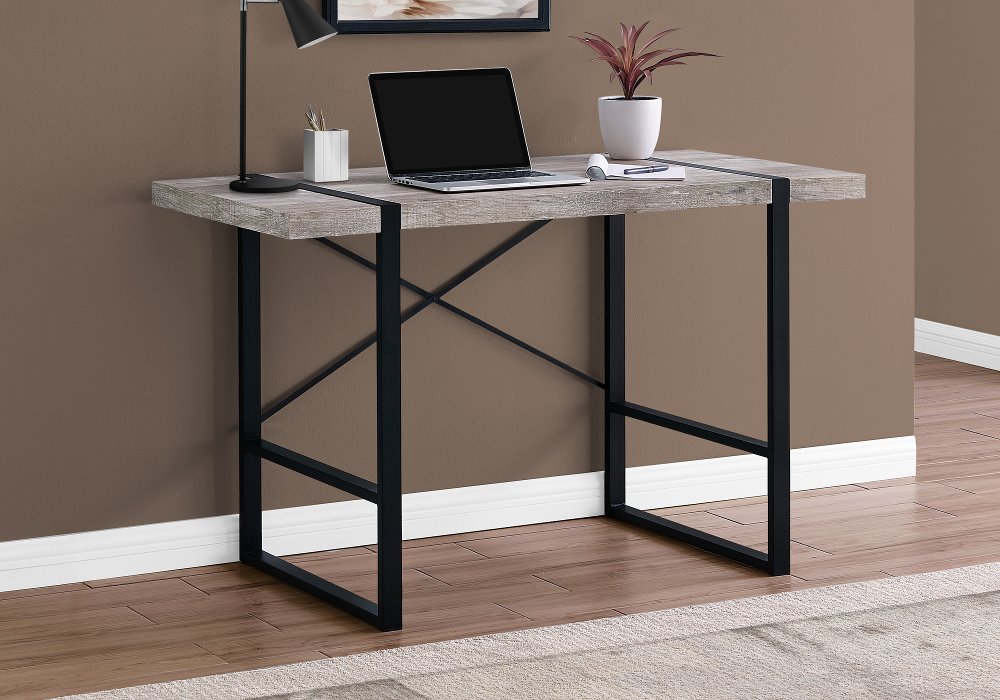 111859093 Reclaimed Taupe and Black Computer Desk sku 111859093