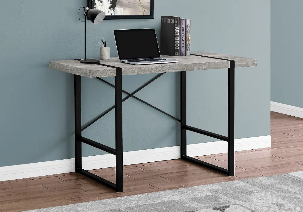 Rustic Gray and Black Computer Desk-1