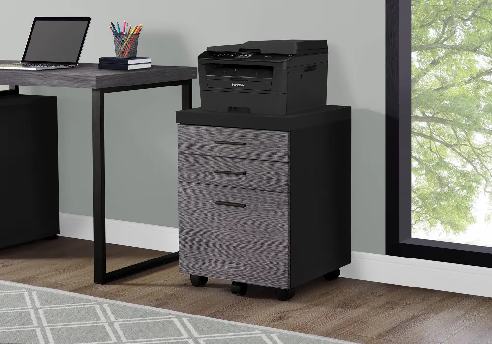 Modern Gray and Black 3 Drawer Filing Cabinet-1
