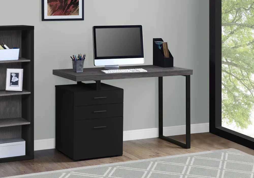 Modern Black and Gray Small Computer Desk-1